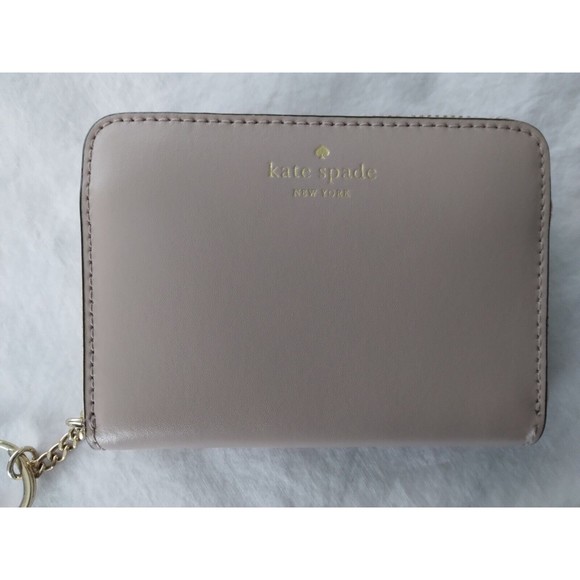 Kate Spade Key Chain Wallet Beige Pink Gold - Picture 2 of 8